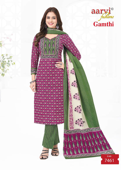 Gamthi Vol 9 Aarvi Fashions Readymade Cotton Pant Suits Supplier Gujarat
