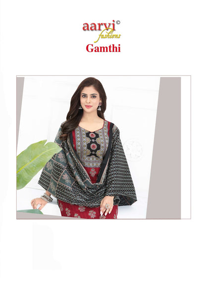 Gamthi Vol 9 Aarvi Fashions Readymade Cotton Pant Suits Supplier Gujarat