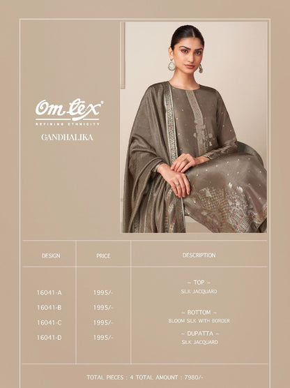 Gandhalika Omtex Silk Jacquard Pant Style Suits Exporter India