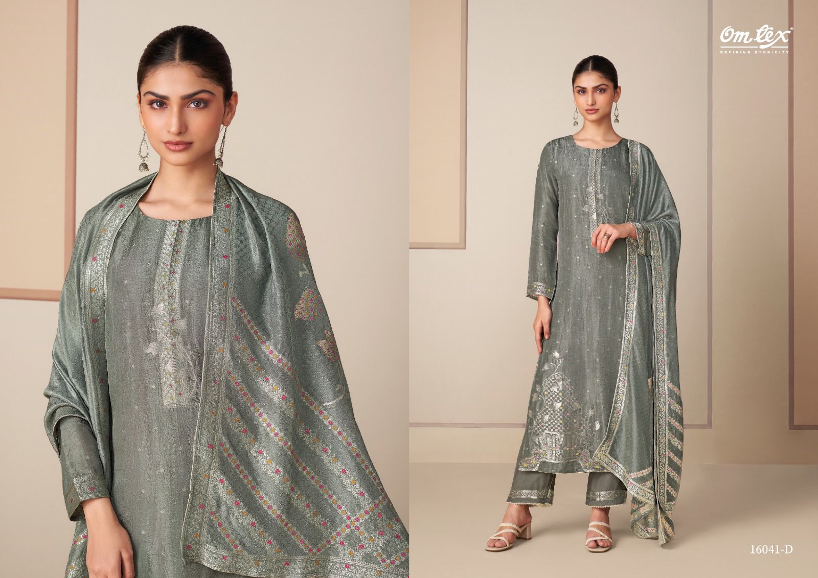 Gandhalika Omtex Silk Jacquard Pant Style Suits Exporter India