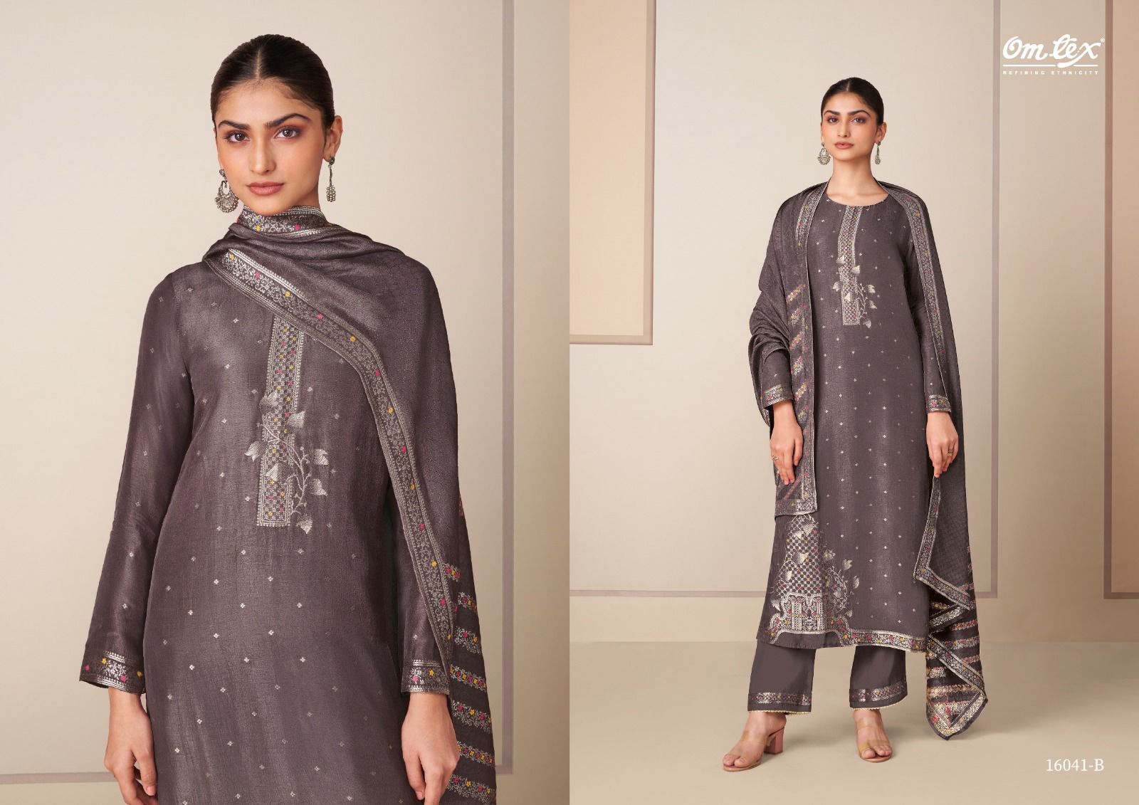 Gandhalika Omtex Silk Jacquard Pant Style Suits Exporter India