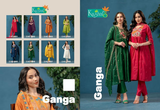 Ganga Kushal Chanderi Readymade Anarkali Suits Exporter Gujarat
