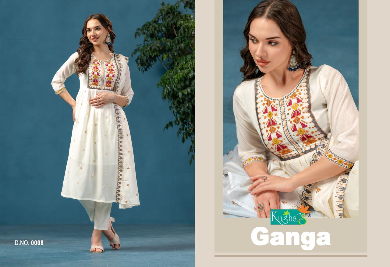Ganga Kushal Chanderi Readymade Anarkali Suits Exporter Gujarat