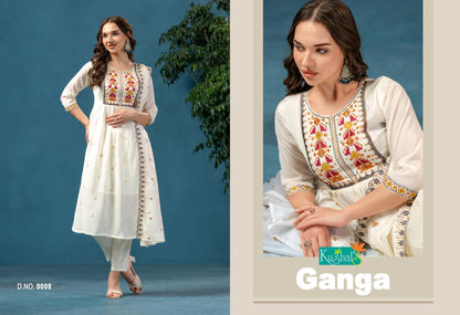 Ganga Kushal Chanderi Readymade Anarkali Suits Exporter Gujarat