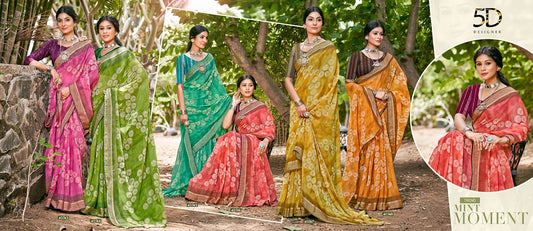 Ganga Vol 6 5D Designer Chiffon Sarees Exporter