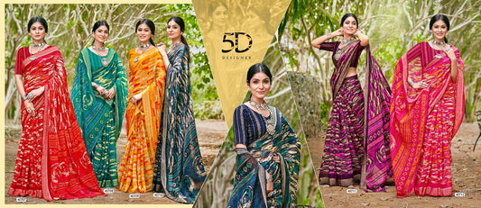 Ganga Vol 7 5D Designer Chiffon Sarees Wholesaler