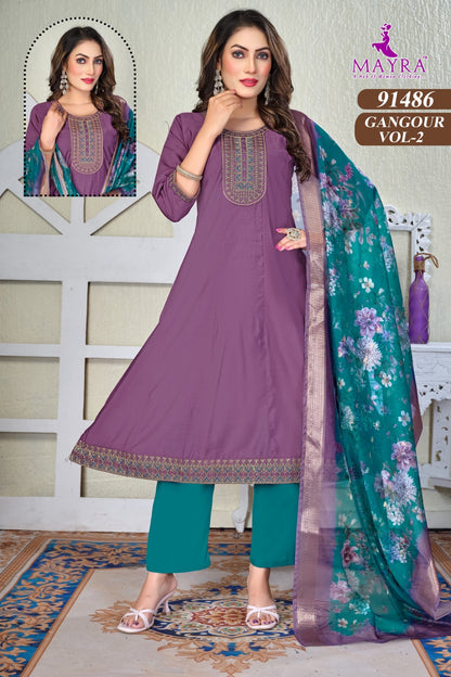 Gangour Vol 2 Mayra Roman Silk Readymade Anarkali Suits Wholesaler Gujarat
