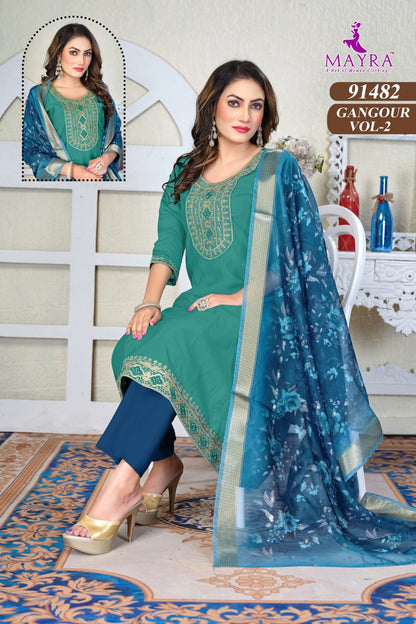 Gangour Vol 2 Mayra Roman Silk Readymade Anarkali Suits Wholesaler Gujarat