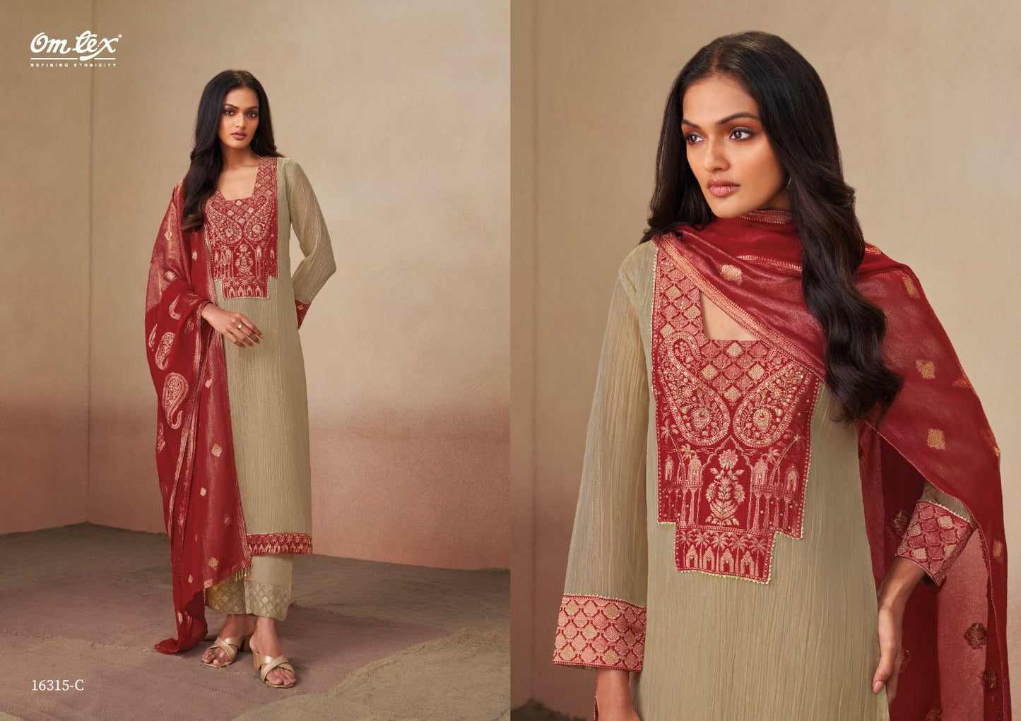 Ganishkha Omtex Shimmer Pant Style Suits Wholesaler India