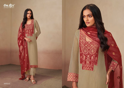Ganishkha Omtex Shimmer Pant Style Suits Wholesaler India