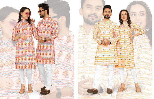 Ganpati 2024 Salas Crape Womens Mens Combo Set Supplier Gujarat