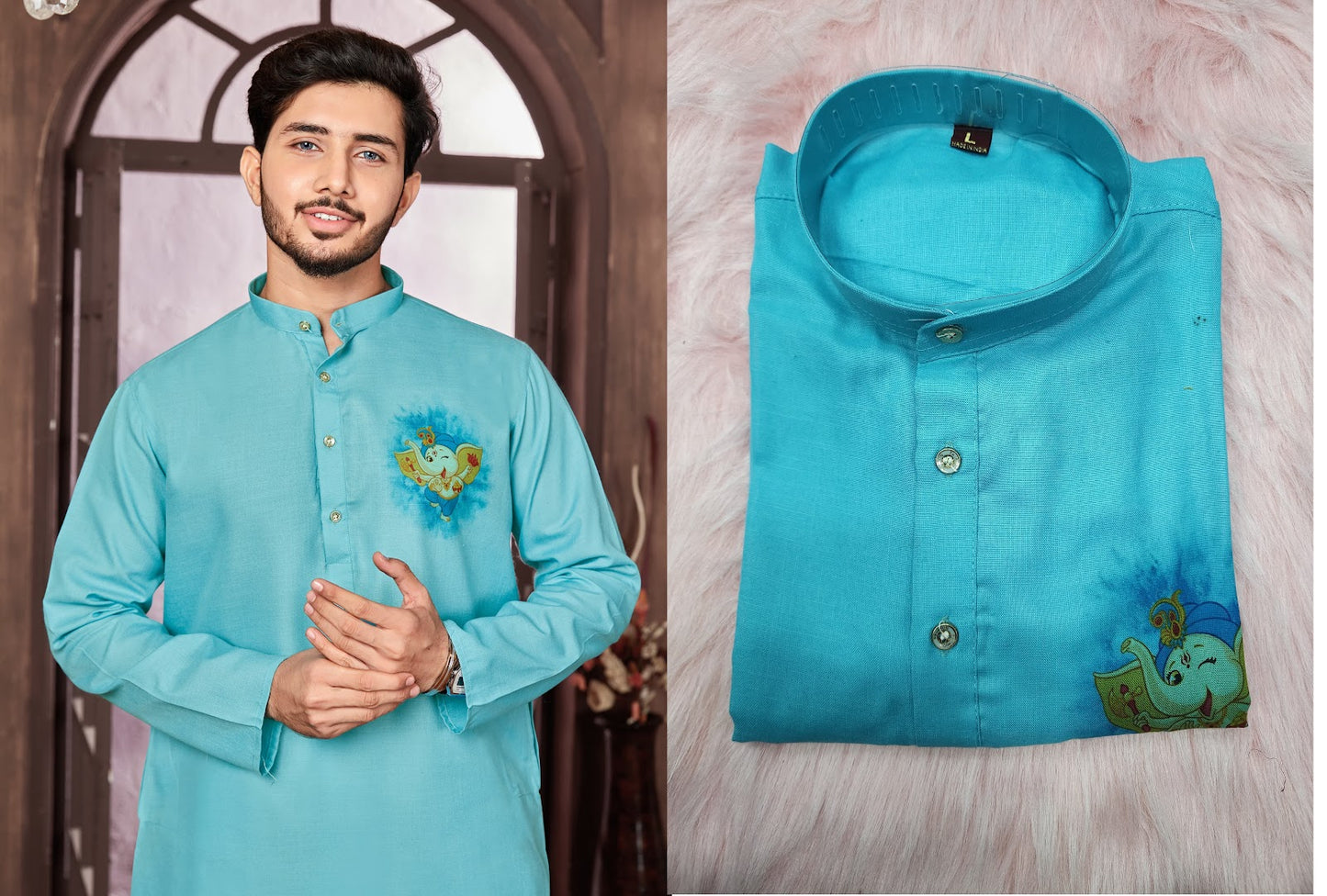 Ganpati Ji Special Salas Cotton Mens Kurta Exporter