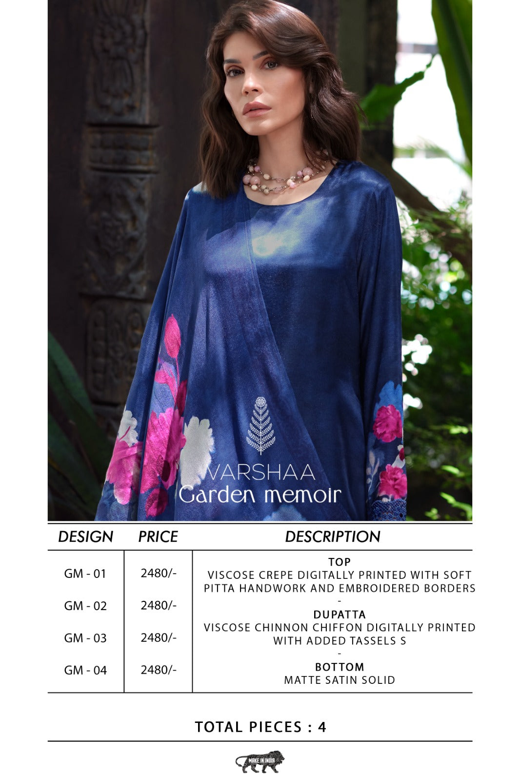Garden Memoir Varshaa Viscose Crape Pant Style Suits Manufacturer