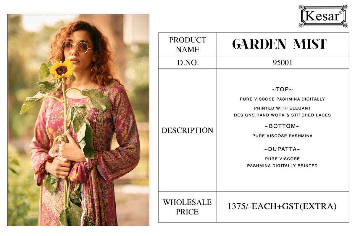 Garden Mist Kesar Viscose Pashmina Suits Exporter Gujarat