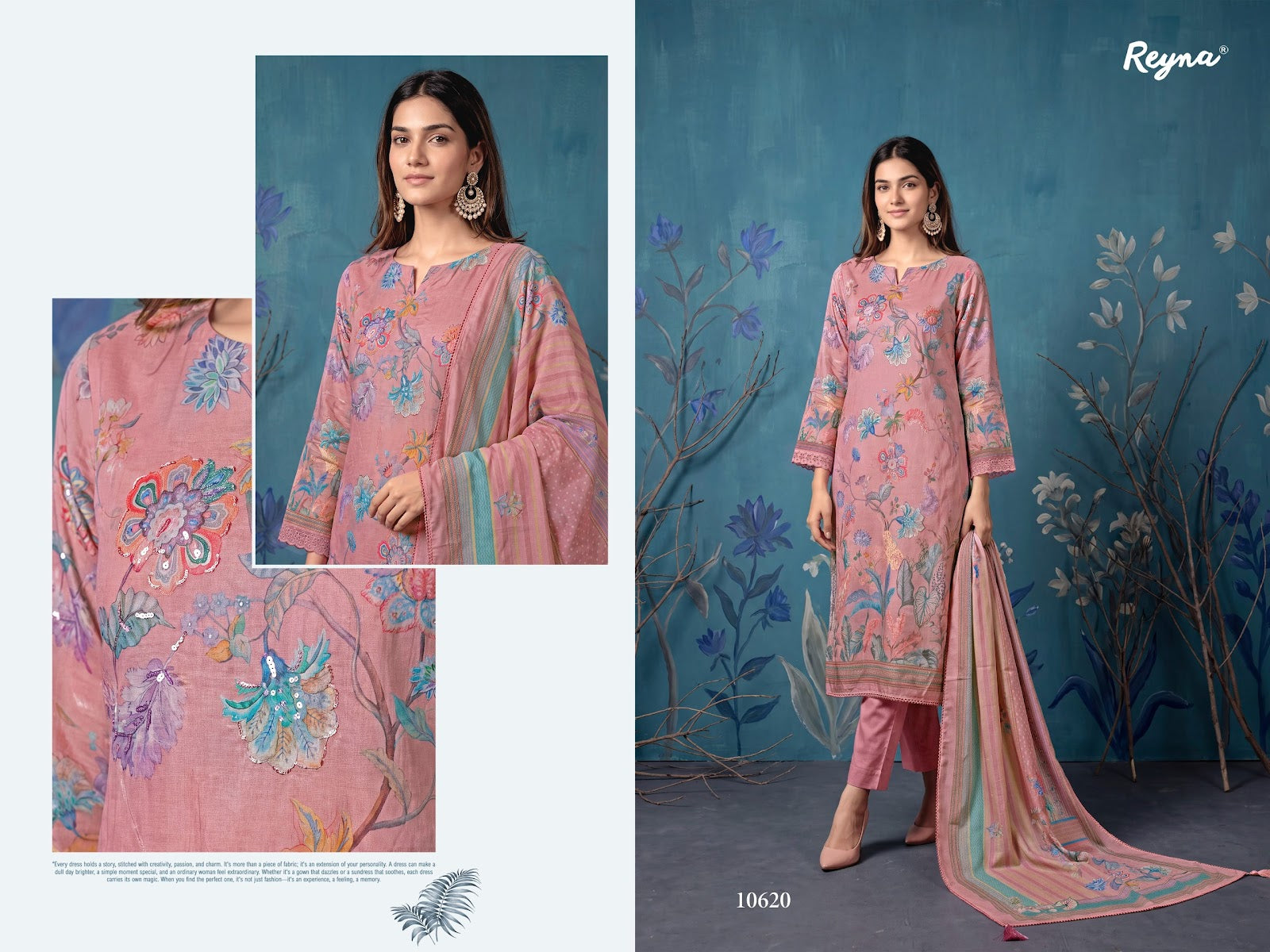 Garden Mist Reyna Habutai Silk Pant Style Suits Wholesaler Gujarat