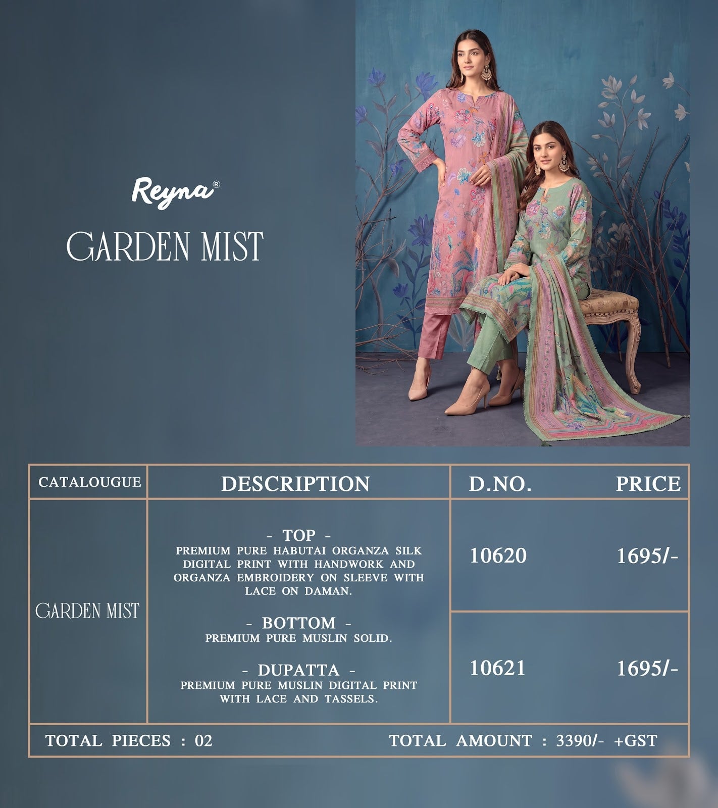 Garden Mist Reyna Habutai Silk Pant Style Suits Wholesaler Gujarat