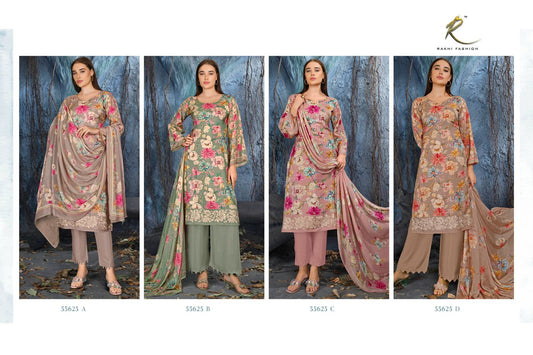 Garden Of Blossoms Rakhi Fashion Pure Bemberg Pant Style Suits Wholesaler