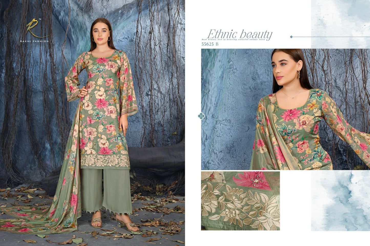 Garden Of Blossoms Rakhi Fashion Pure Bemberg Pant Style Suits Wholesaler
