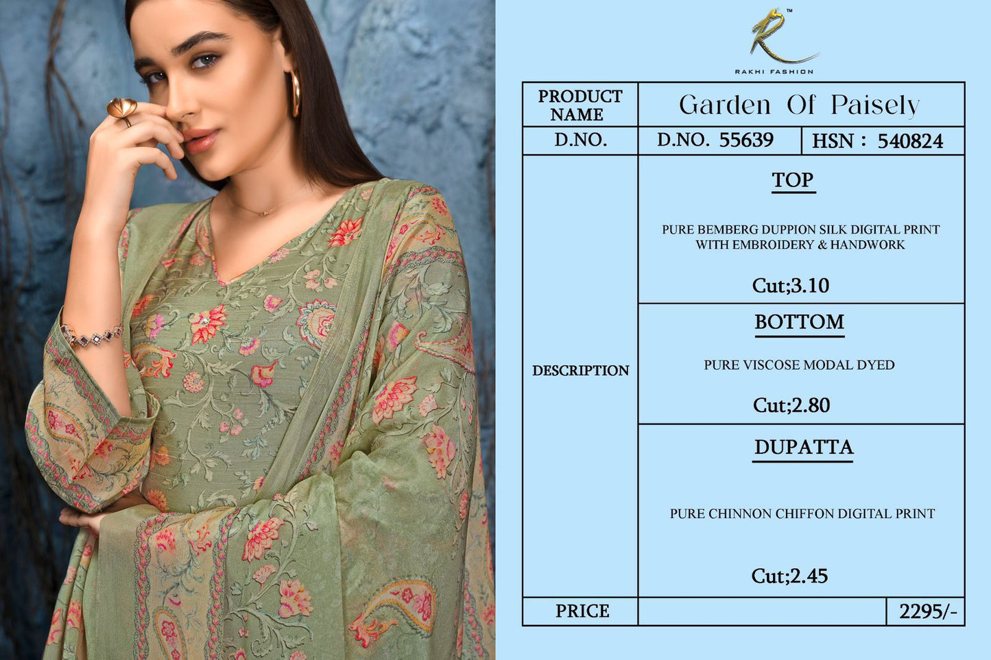 Garden Of Paisely Rakhi Fashion Pure Bemberg Pant Style Suits Wholesale Price