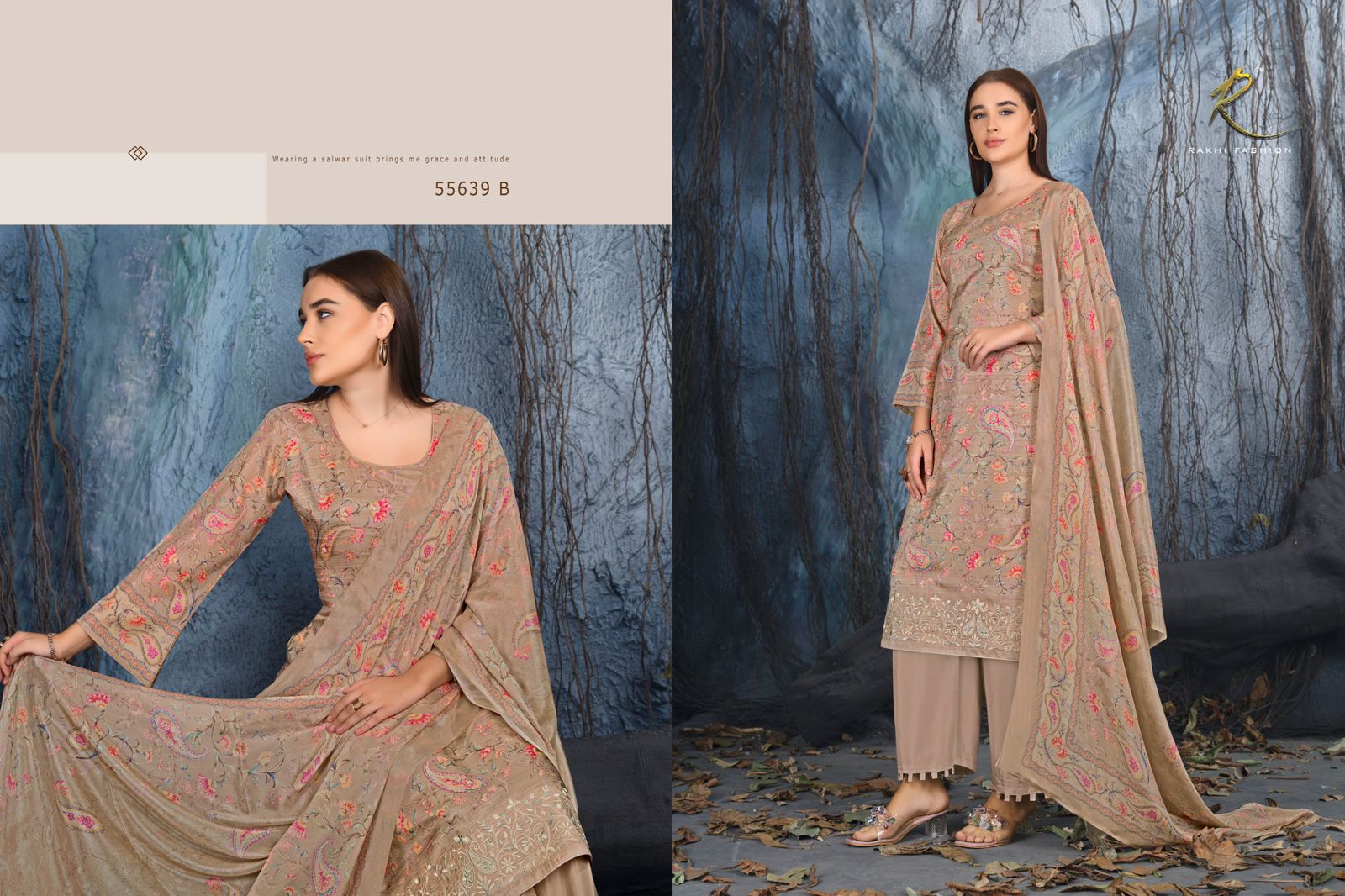 Garden Of Paisely Rakhi Fashion Pure Bemberg Pant Style Suits Wholesale Price