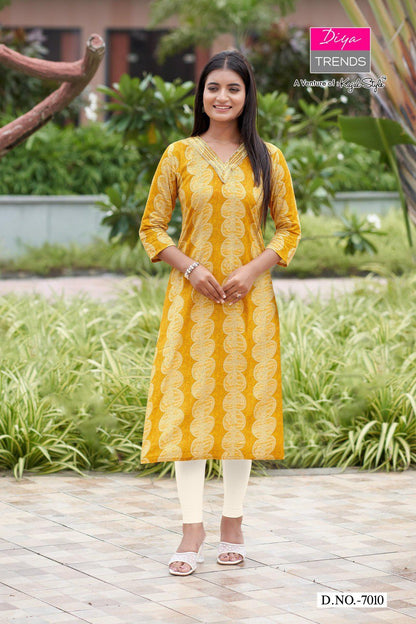 Gardencity 8 Combo Diya Trends Rayon Straight Cut Kurtis Wholesaler Gujarat