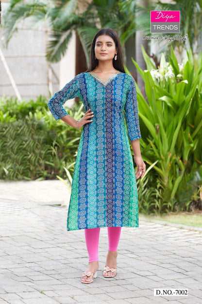 Gardencity 8 Combo Diya Trends Rayon Straight Cut Kurtis Wholesaler Gujarat