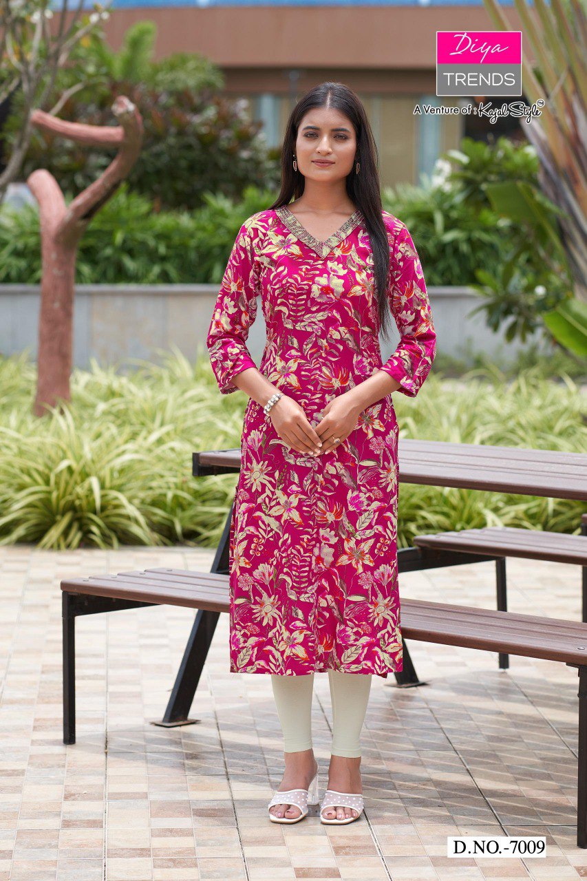 Gardencity 8 Combo Diya Trends Rayon Straight Cut Kurtis Wholesaler Gujarat
