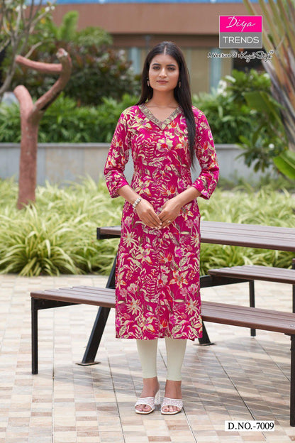Gardencity 8 Combo Diya Trends Rayon Straight Cut Kurtis Wholesaler Gujarat