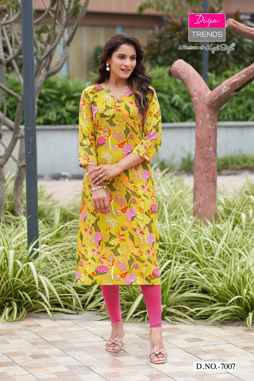 Gardencity 8 Combo Diya Trends Rayon Straight Cut Kurtis Wholesaler Gujarat
