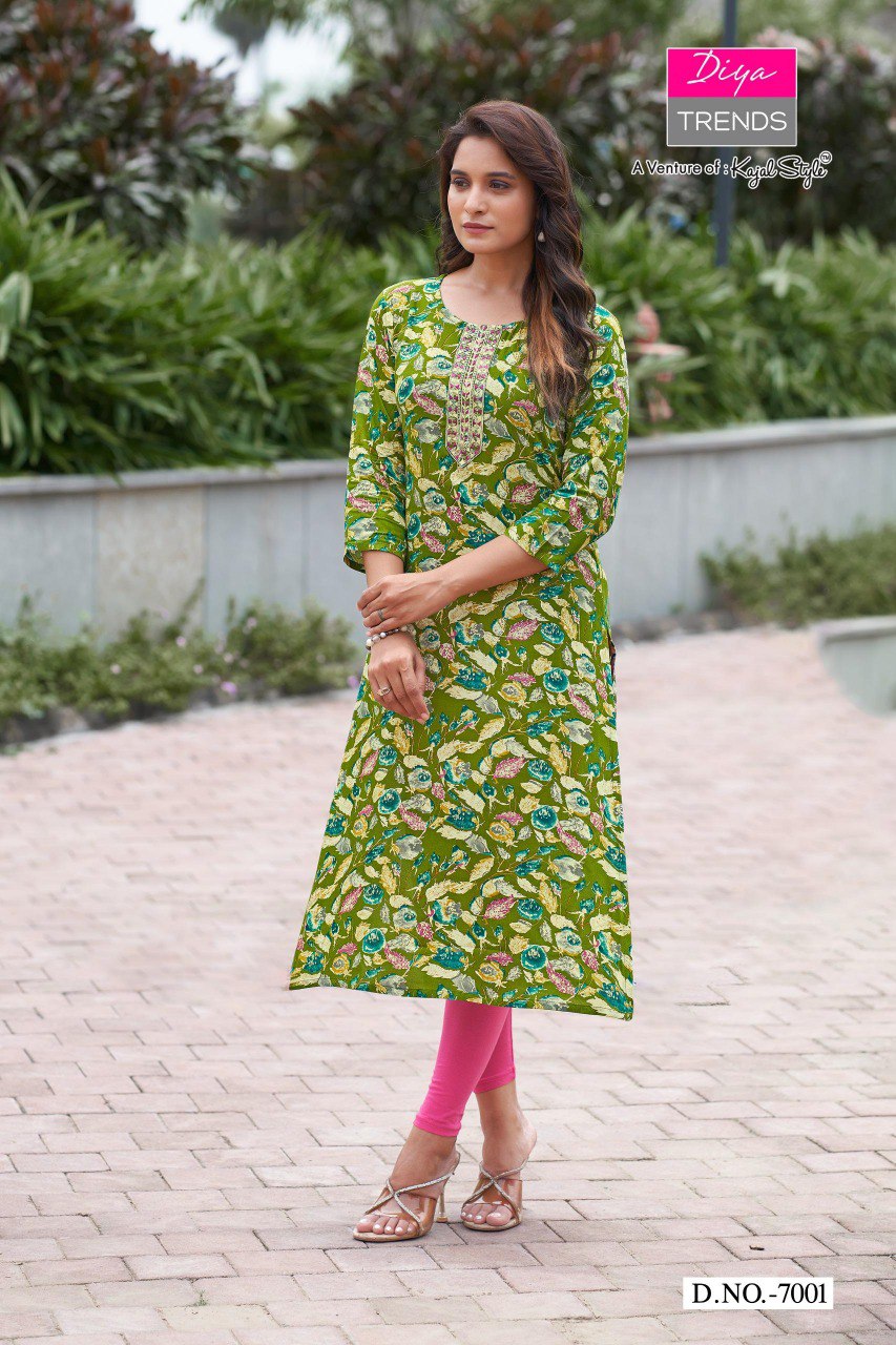 Gardencity 8 Combo Diya Trends Rayon Straight Cut Kurtis Wholesaler Gujarat
