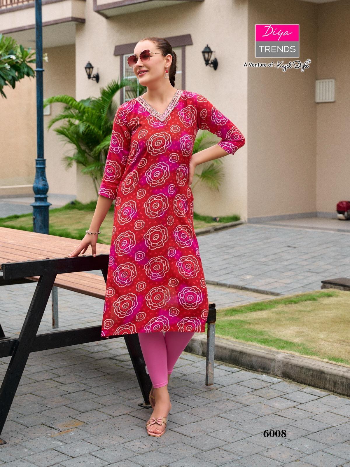Gardencity 8 Diya Trends Rayon Straight Cut Kurtis Wholesaler