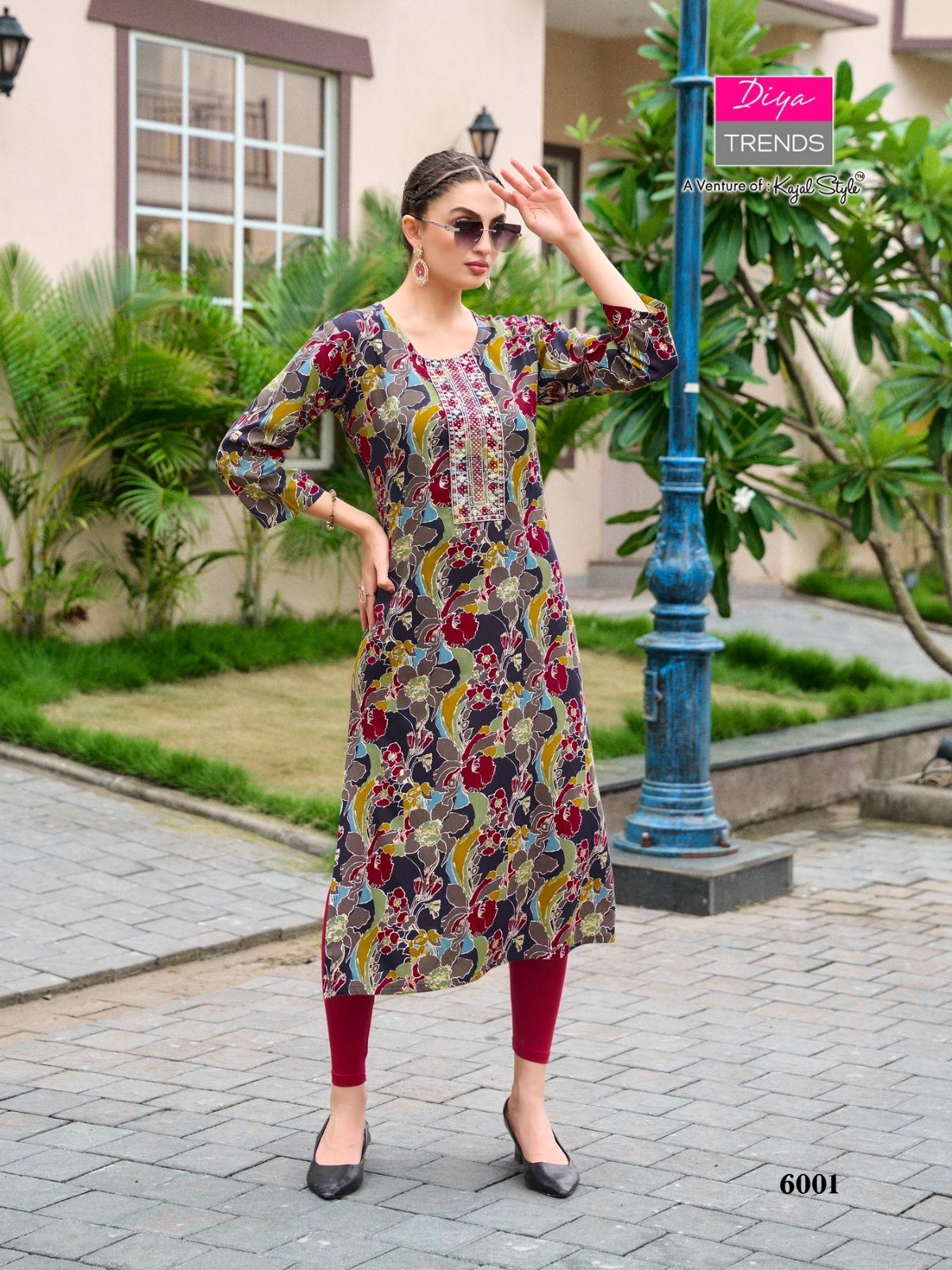 Gardencity 8 Diya Trends Rayon Straight Cut Kurtis Wholesaler