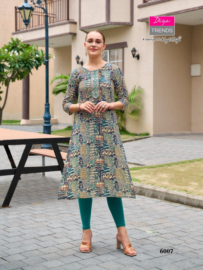 Gardencity 8 Diya Trends Rayon Straight Cut Kurtis Wholesaler