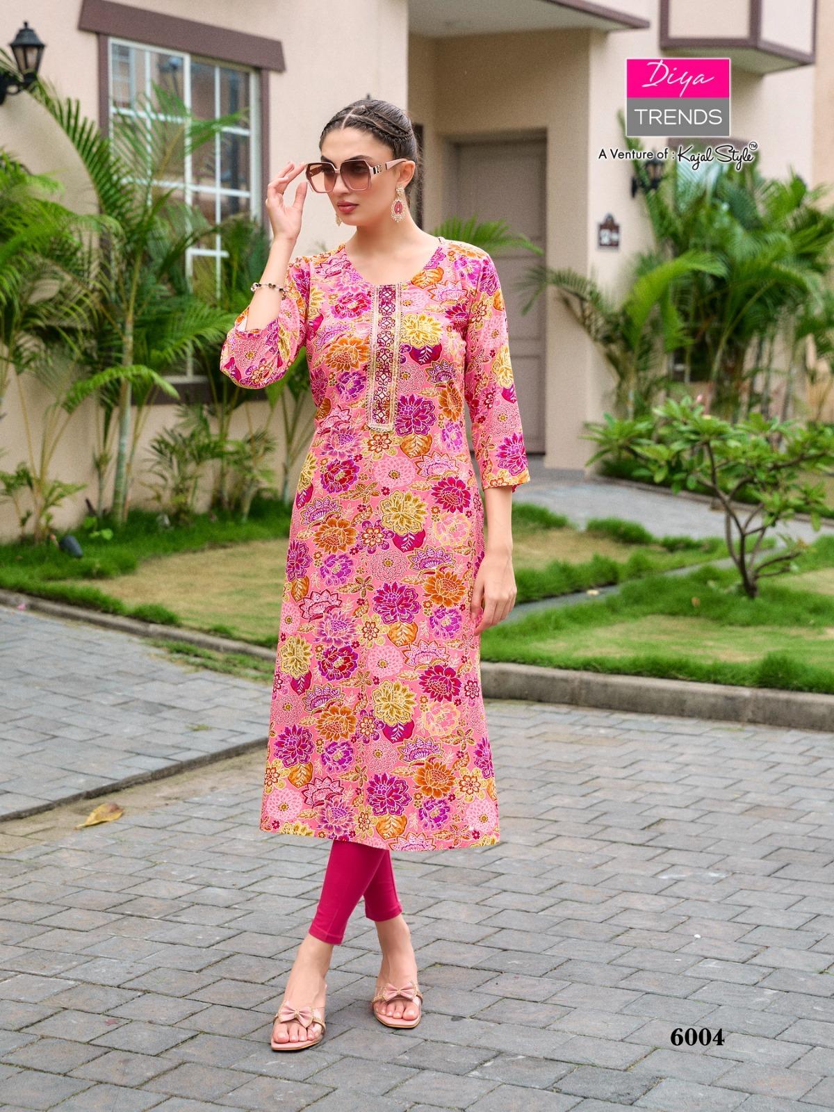 Gardencity 8 Diya Trends Rayon Straight Cut Kurtis Wholesaler