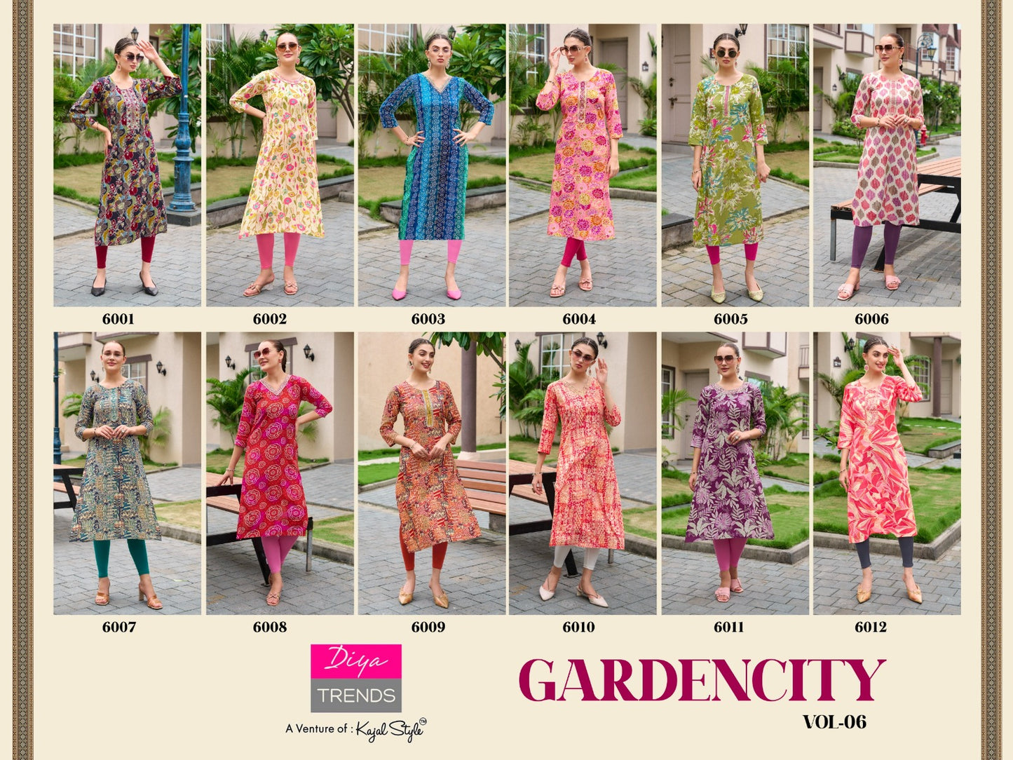 Gardencity Vol 6 Diya Trends Rayon Long Straight Kurti Exporter Ahmedabad