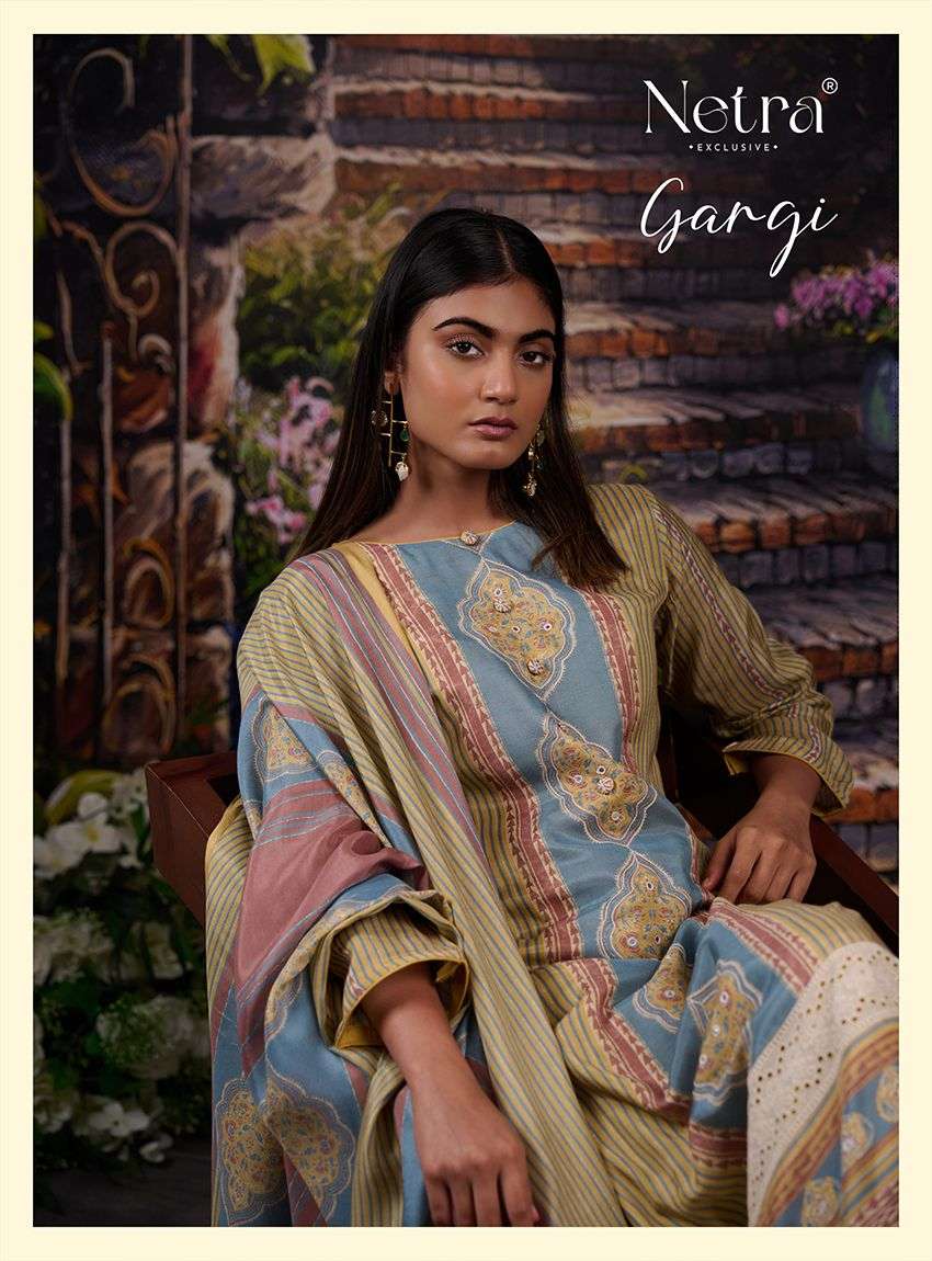Gargi Netra Pure Bemberg Muslin Pant Style Suits Wholesaler Gujarat