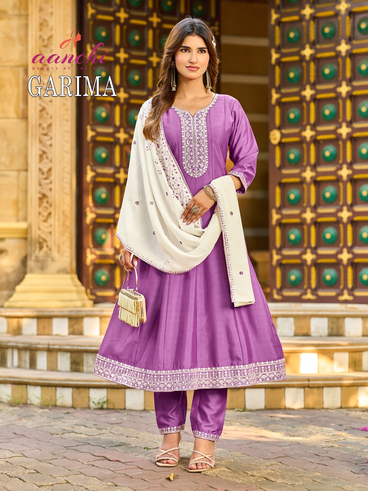Garima Aanchi Crystal Silk Readymade Anarkali Suits Exporter Ahmedabad
