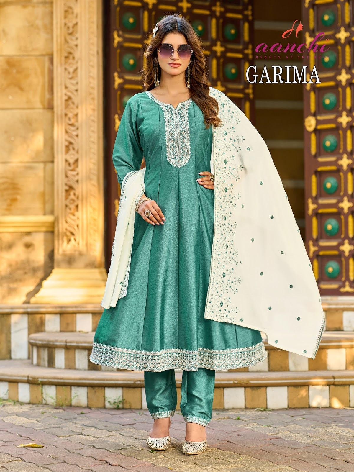 Garima Aanchi Crystal Silk Readymade Anarkali Suits Exporter Ahmedabad
