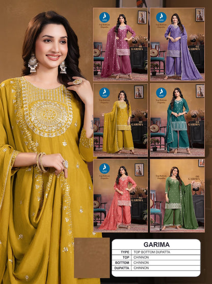 Garima Kaya Chinon Readymade Plazzo Style Suits Wholesaler Gujarat