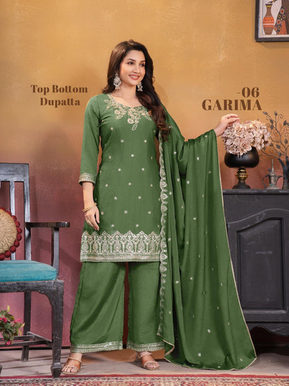 Garima Kaya Chinon Readymade Plazzo Style Suits Wholesaler Gujarat