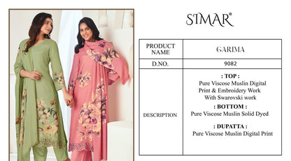 Garima Simar Viscose Muslin Pant Style Suits Manufacturer
