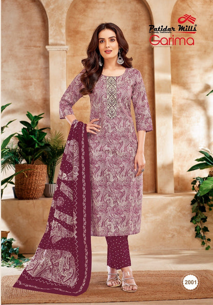 Garima Vol 2 Patidar Mills Readymade Cotton Pant Suits Exporter