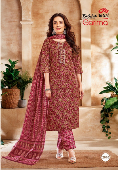 Garima Vol 2 Patidar Mills Readymade Cotton Pant Suits Exporter