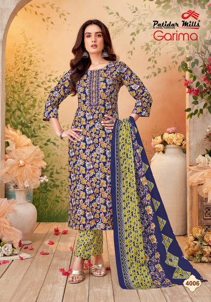 Garima Vol 4 Patidar Mills Readymade Cotton Pant Suits Wholesaler