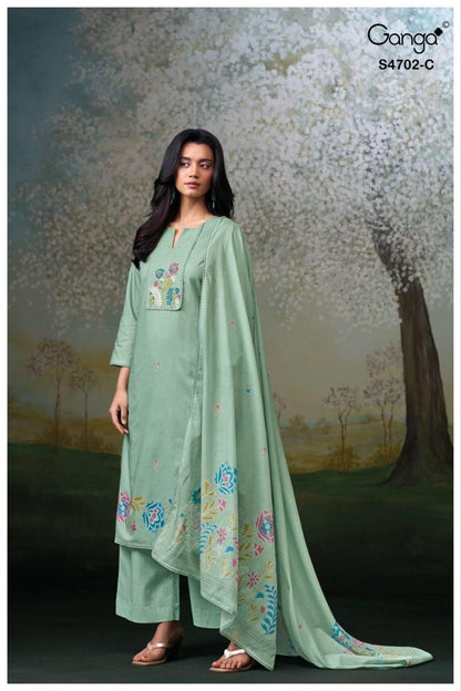 Garvika S4702 Ganga Cotton Pant Style Suits Wholesaler Gujarat