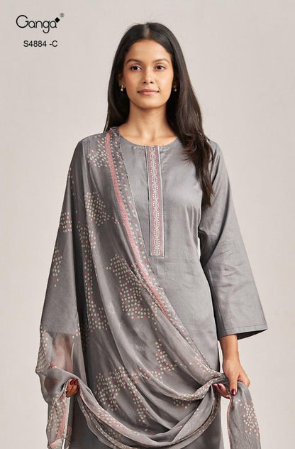 Gaura S4884 Ganga Cotton Satin Pant Style Suits Wholesale