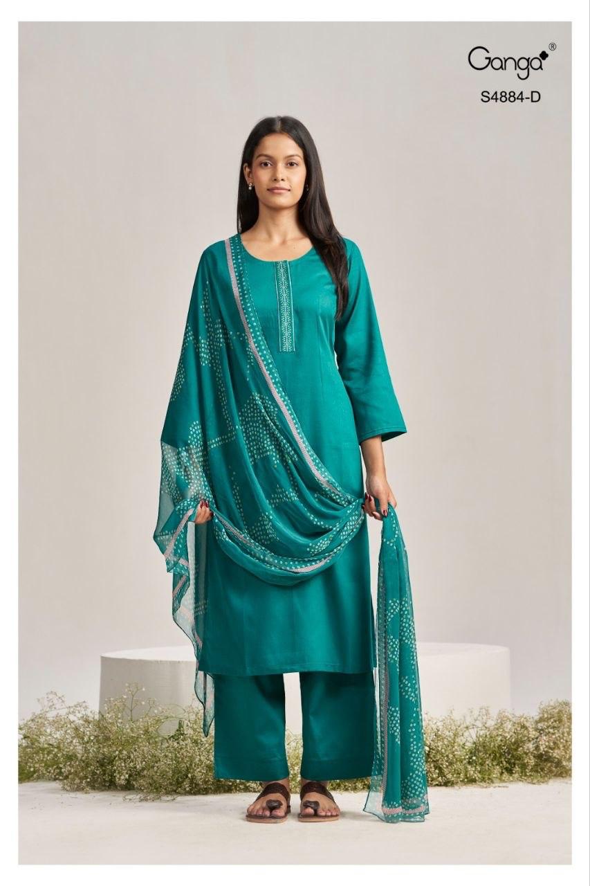Gaura S4884 Ganga Cotton Satin Pant Style Suits Wholesale