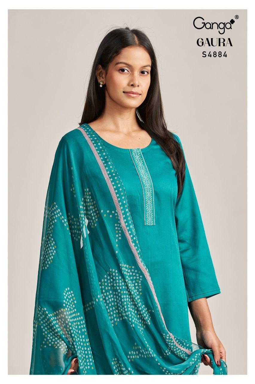 Gaura S4884 Ganga Cotton Satin Pant Style Suits Wholesale