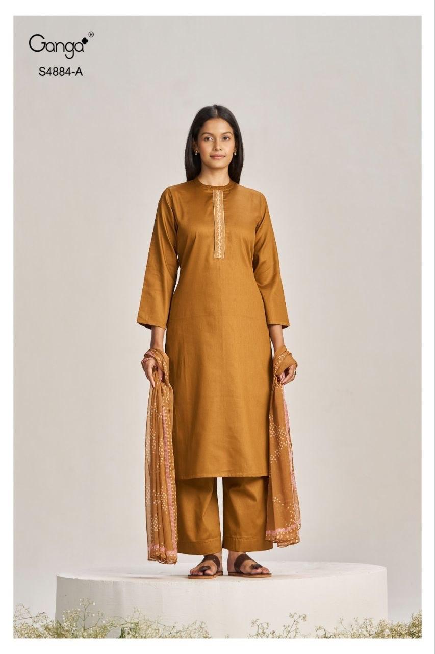 Gaura S4884 Ganga Cotton Satin Pant Style Suits Wholesale