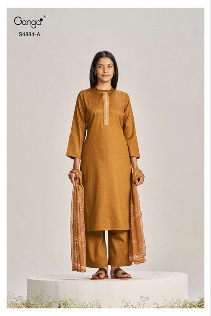 Gaura S4884 Ganga Cotton Satin Pant Style Suits Wholesale
